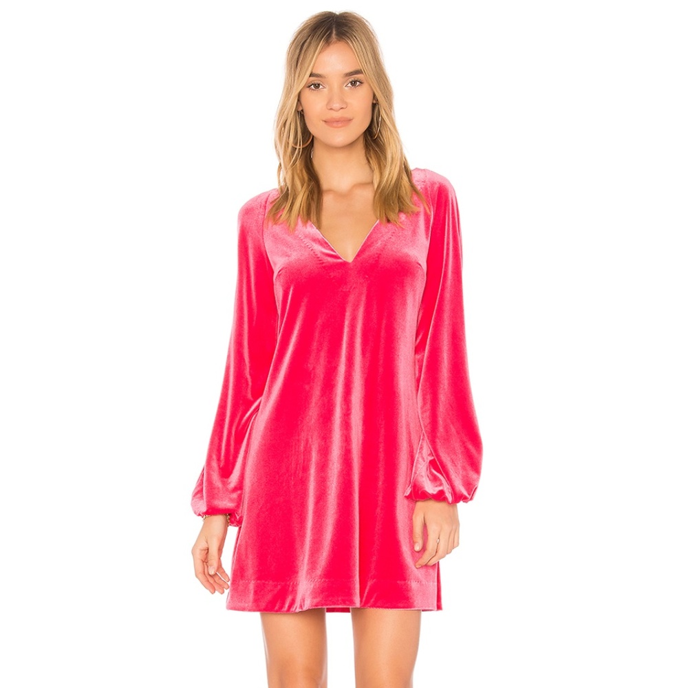 Free People Misha Velvet Mini Dress Hot Pink NEW